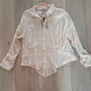 Listicle Cream Button-Down Women's Shirt NWT Size L